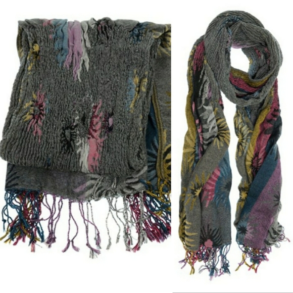 Joy Susan Accessories - Floral Burst Stripe Variegated Scarf